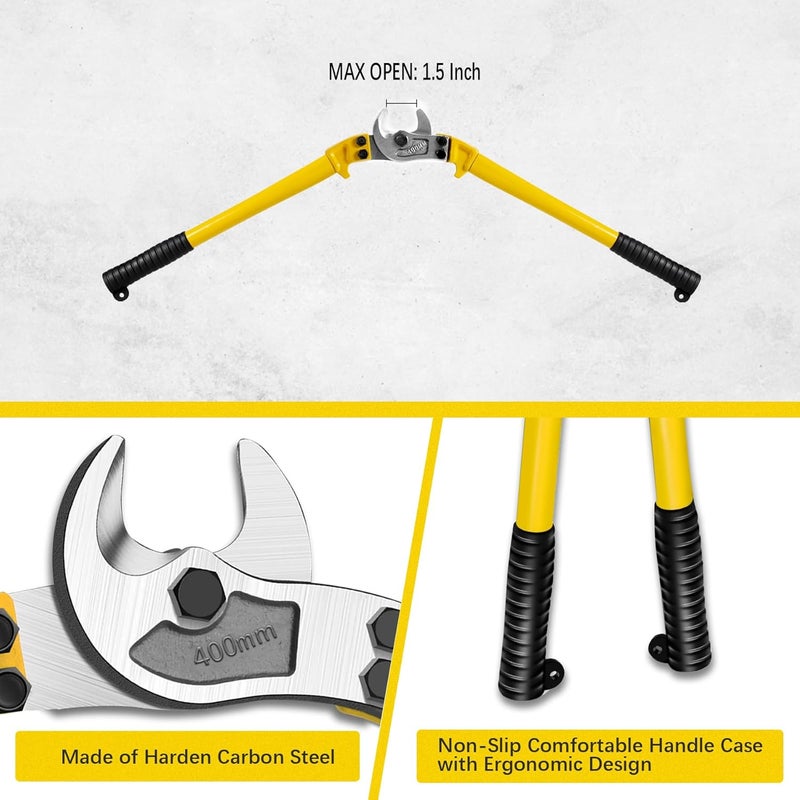 AUPREX 18 Inch Heavy Duty Cable Cutter with Long Handle, Harden Carbon Steel Cable Cutter for Aluminum Cable, Copper Wire and Communication Cables. - Image 3
